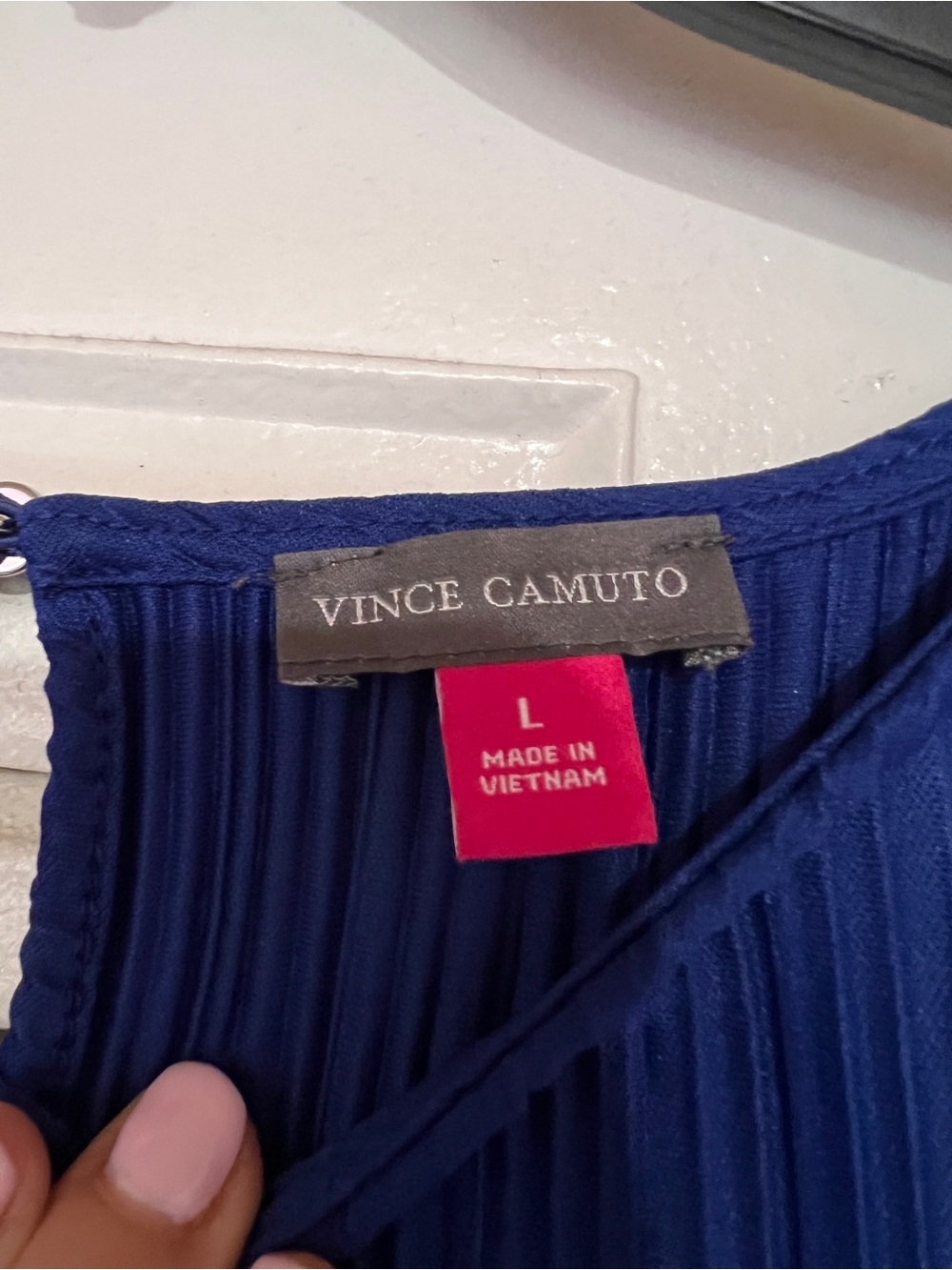 VINCE CAMUTO Classic Pleated Midi Dress in Royal Blue - Picture 4 of 4